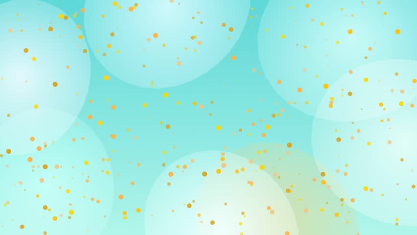 Blurry white circles on blue background with gold confetti
