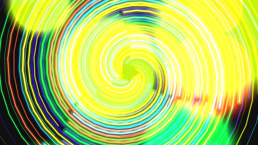 Dynamic spiral pattern with bright multicolored lights