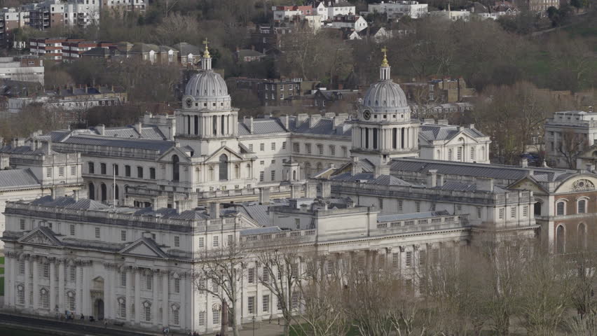 Aerial view of the Old Royal Naval College located in Greenwich, London
