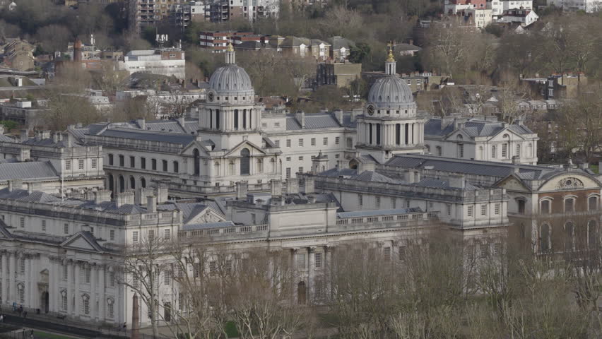 Aerial view of the Old Royal Naval College located in Greenwich, London