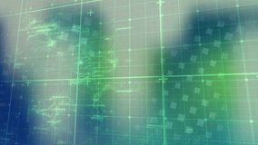 Animation of digital data processing over grid and squares. global data processing, business and digital interface concept digitally generated video. - Powered by Shutterstock - Get 15% off with code: PIKWIZARD15