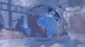 Animation of globe and financial data processing over diverse basketball players. global sport, data processing and digital interface concept digitally generated video. - Powered by Shutterstock - Get 15% off with code: PIKWIZARD15