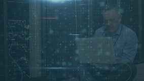Animation of cyber attack text and data processing over caucasian male it technician by server. global online security, digital interface and data processing concept digitally generated video. - Powered by Shutterstock - Get 15% off with code: PIKWIZARD15