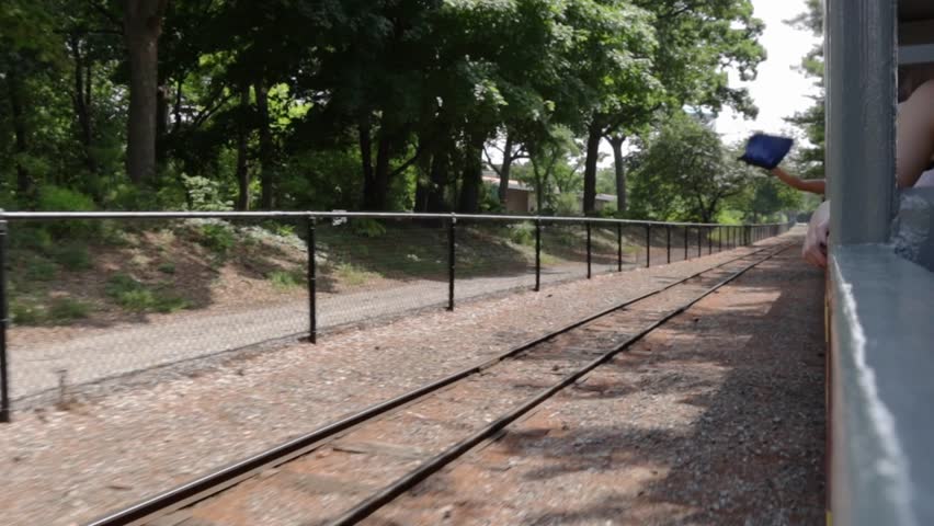 Tourist train tracks viewed from moving train