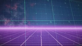 Neon grid plane magenta horizon responding to scanline noise, pulsing, drifting to evoke synth mood. Perspective, tiled, glow, teal, retrowave, synthwave, cyberpunk - Powered by Shutterstock - Get 15% off with code: PIKWIZARD15