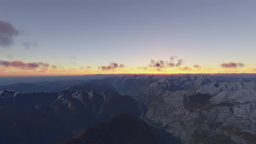 3D - Circular aerial drone shot at sunset of Bohinjsko jezero in Triglav National Park Julijske Alpe. Slovenia