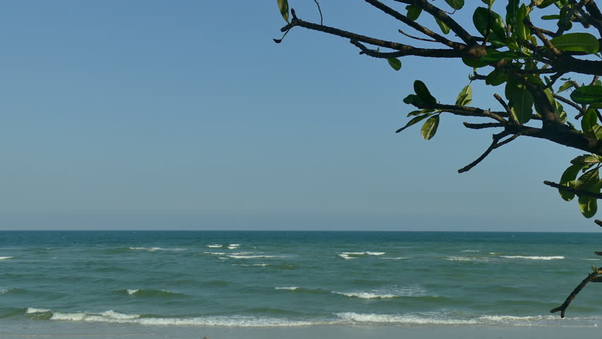 Tropical beautiful landscape of sea ocean around sand with white cloud blue sky for nature background
