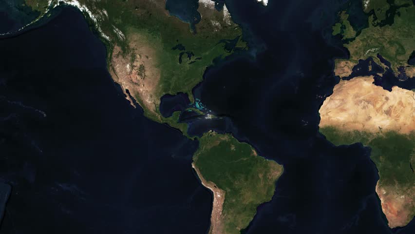 World Map to Country Zoom Animation with Glowing Border Outline Haiti