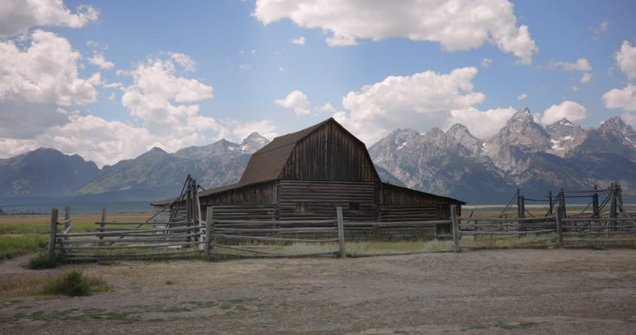 This is a video of the john Moulton Barn at the grand tetons national monument in mormon row in Wyoming