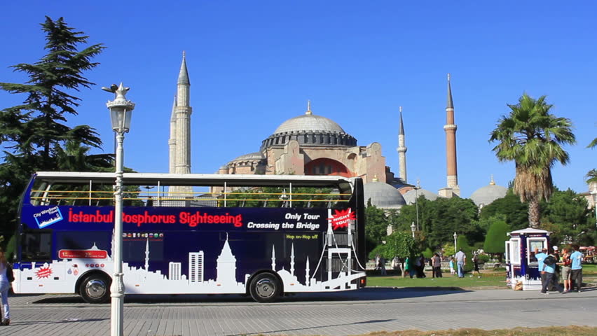 ISTANBUL - JUL 9: (Timelapse View) Hagia Sophia Museum, Sultanahmet Square on