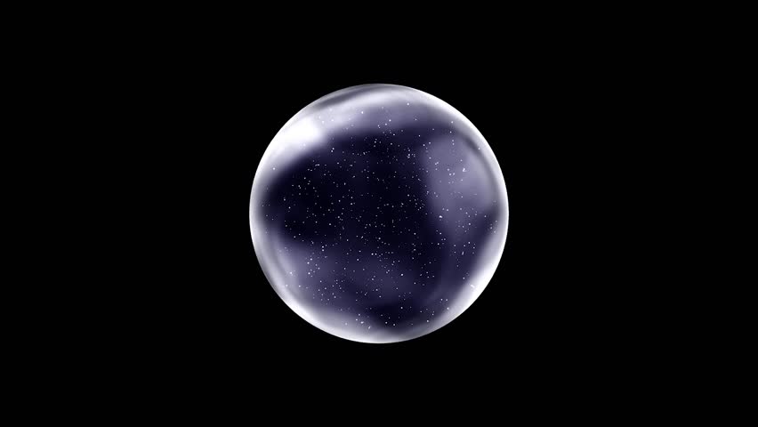 Snow Falling Inside Glass Snow Globe on Black Background