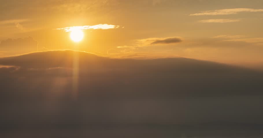 Sunset Behind Dramatic Storm Clouds on Summer Evening, Timelapse