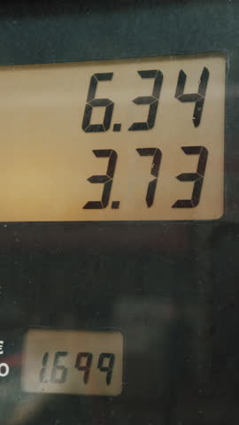 Refueling meter digit counter at gas station in Euro