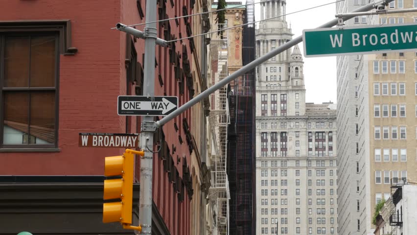 New York City Downtown Civic Center, United States of America. Manhattan municipal building 1914 old historic architecture. Government administration authority. W Broadway street sign, Chambers street