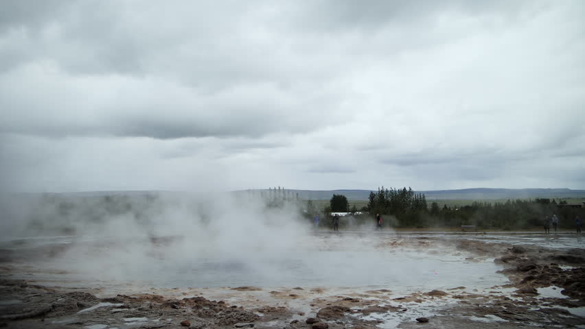 Geyser erupting in Iceland geothermal field