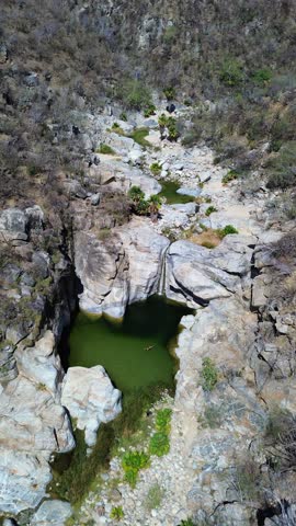Vertical aerial footage of Cañón de la Zorra in Baja California Sur, Mexico