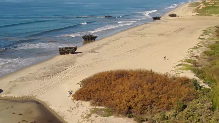 U.S. Marines Amphibious Combat Vehicles on the beach