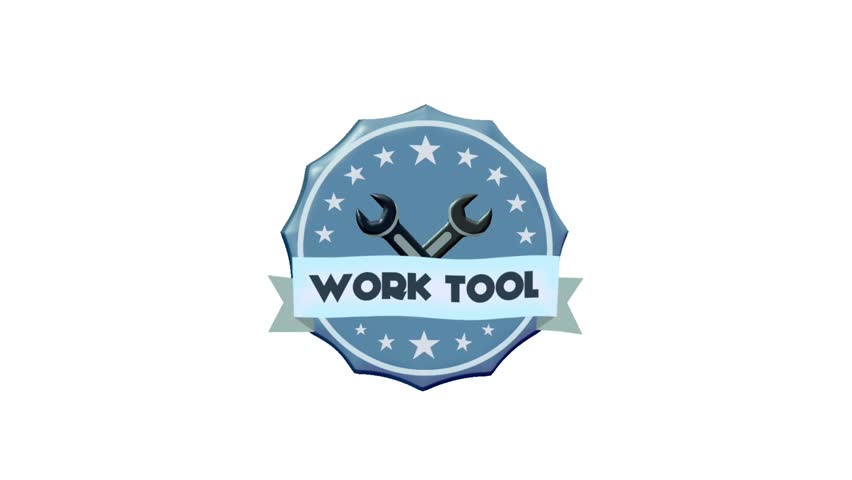 2D Animated work tool badge for industrial branding theme. Great for logo intro.