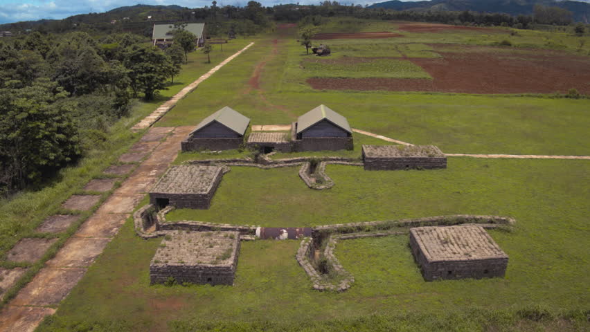 Drone view of the historic son la prison complex, a french colonial-era penitentiary in vietnam