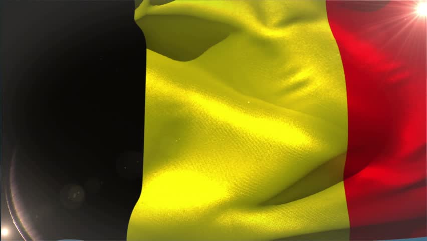 Waving tricolor flag on camera pan, white numbers orbiting and enlarging to visualize data. Triband, cgi, 3d, dynamic, banner, fabric, lensflare