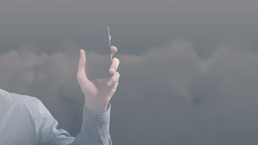 Animation of mathematical formulas over caucasian men using smarphone. learning and maths education concept digitally generated video.