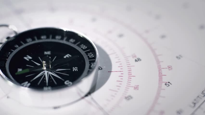 compass as symbol of tourism, travel and outdoor activities. Finding your way with a compass. Closeup view of compass. Tourism, traveling, hiking and healthy lifestyle concept.