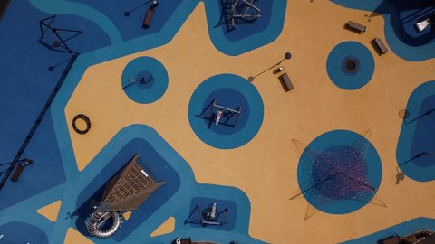 Drone Ascending above Sports Playground