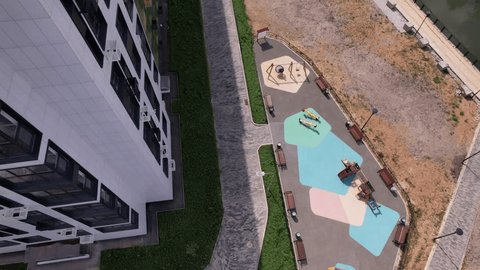 Aerial Circle around Residential Playground