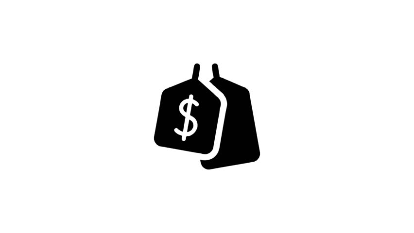Price tag icon concept clip. Symbol of cost and sale footage.
