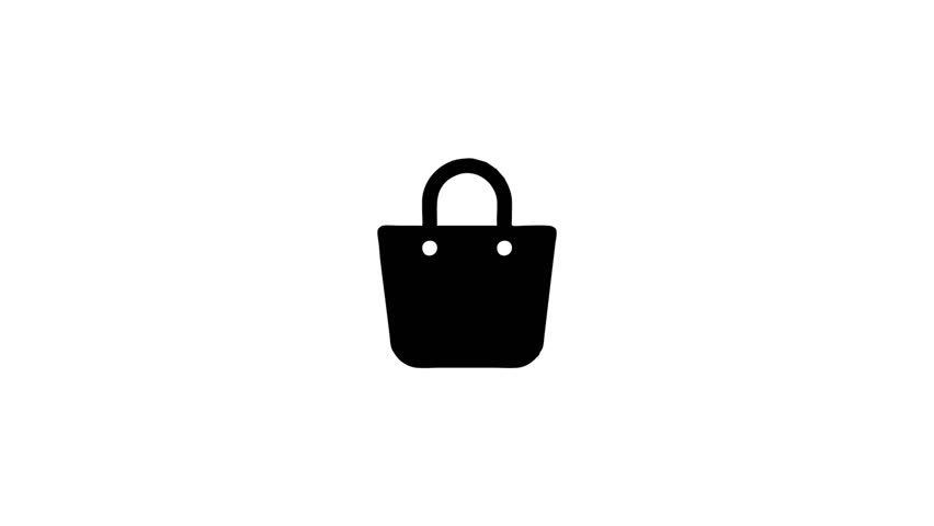 Simple black shopping bag symbol for market. Icon presents minimalistic design and stands out against white background.