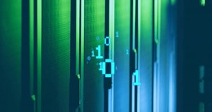 Animation of binary coding data processing over computer servers. Global computing, digital interface and data processing concept digitally generated video. - Powered by Shutterstock - Get 15% off with code: PIKWIZARD15