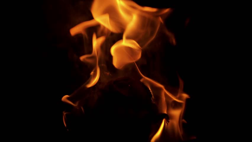 Vibrant Flames Burning Intensively in Darkness