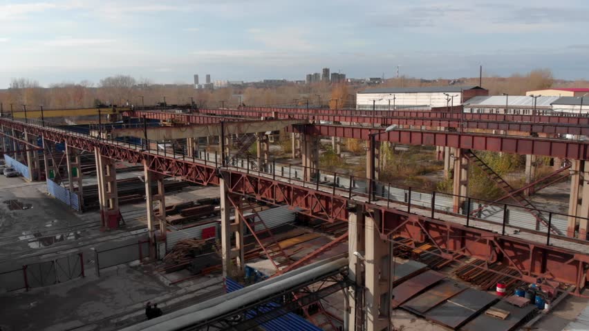Construction site, Novosibirsk, aerial drone view