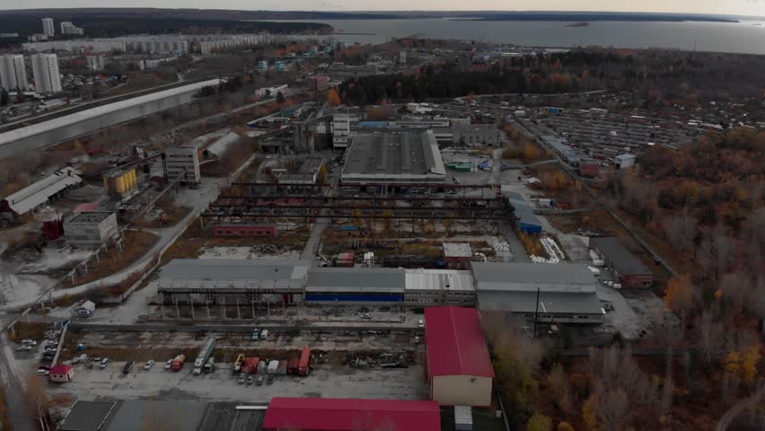 Construction site, Novosibirsk, aerial drone view