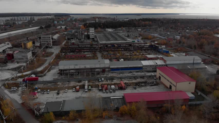 Construction site, Novosibirsk, aerial drone view