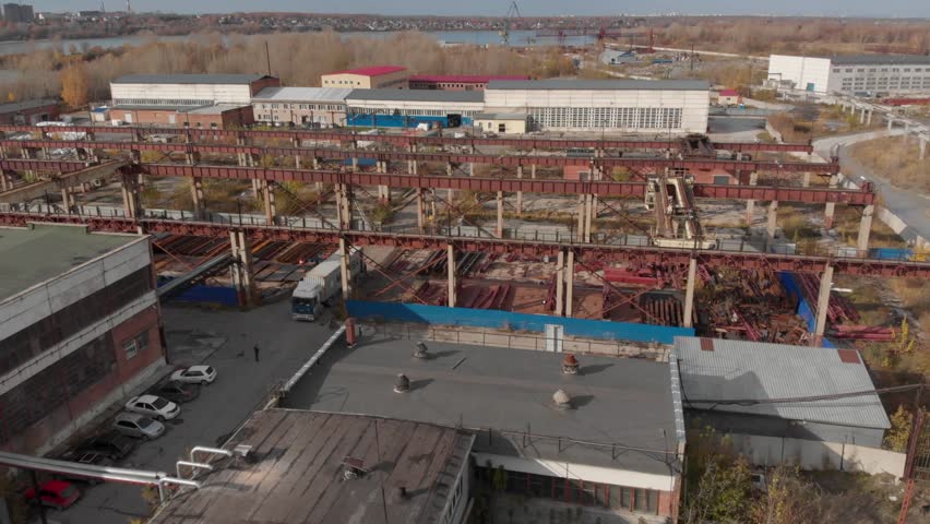 Construction site, Novosibirsk, aerial drone view