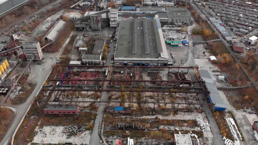 Construction site, Novosibirsk, aerial drone view