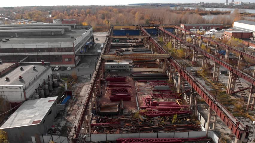 Construction site, Novosibirsk, aerial drone view