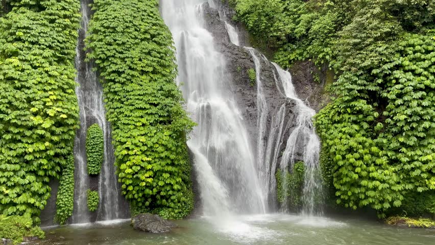 Banyumala Waterfall, beautiful tropical waterfall in Bali, Indonesia