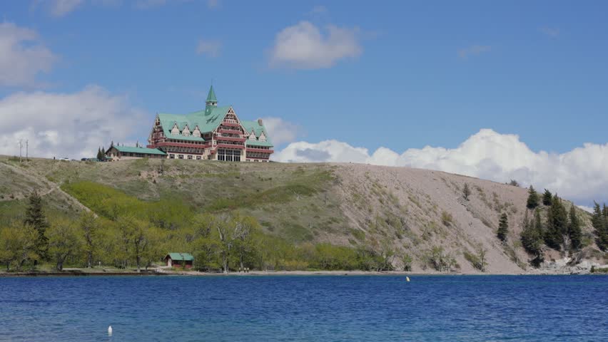 Historic Prince of Wales Hotel showcasing grand architecture in Waterton Lakes National Park