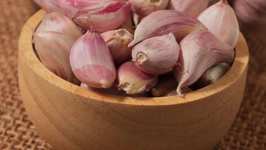 Thai garlic in a container.
