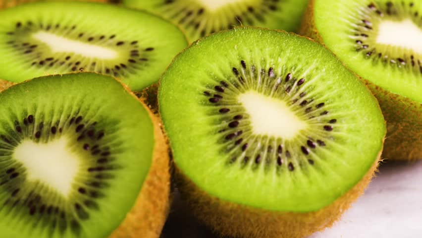 A macro shot showing the details of the kiwi