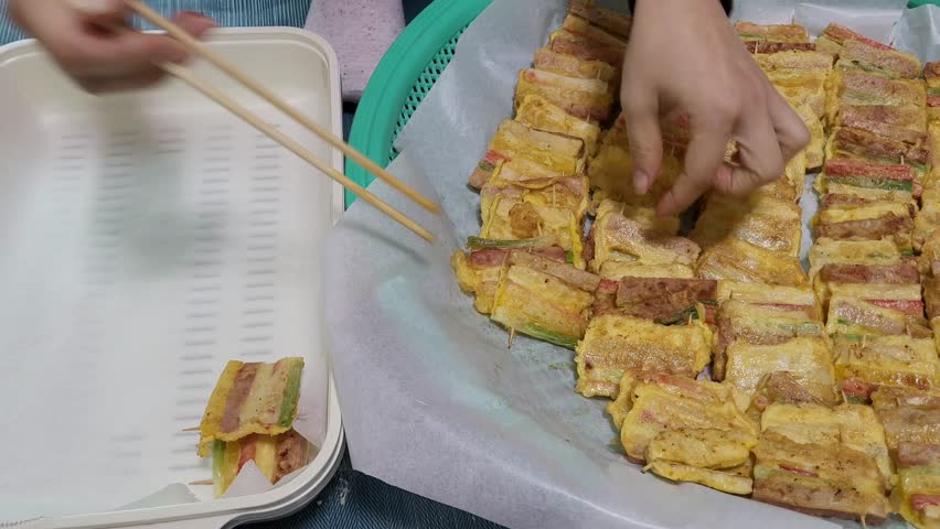 Preparing Various Korean Traditional Pancakes Jeon for Chuseok and Seollal Holidays