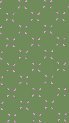 Vertical seamless loop of rosette pattern with stylized eggs. Minimalist flat design in olive green and pink, ideal for vertical videos, mobile content, and spring branding materials.