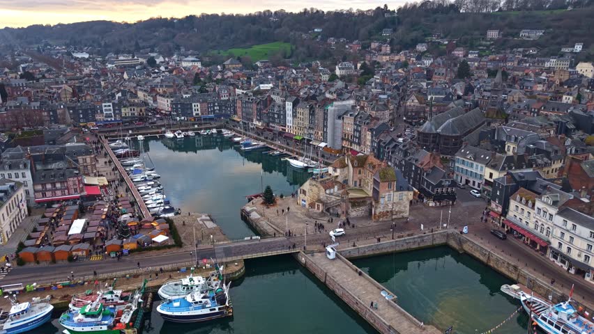 Panoramic drone view of the historic port and Saint Catherine