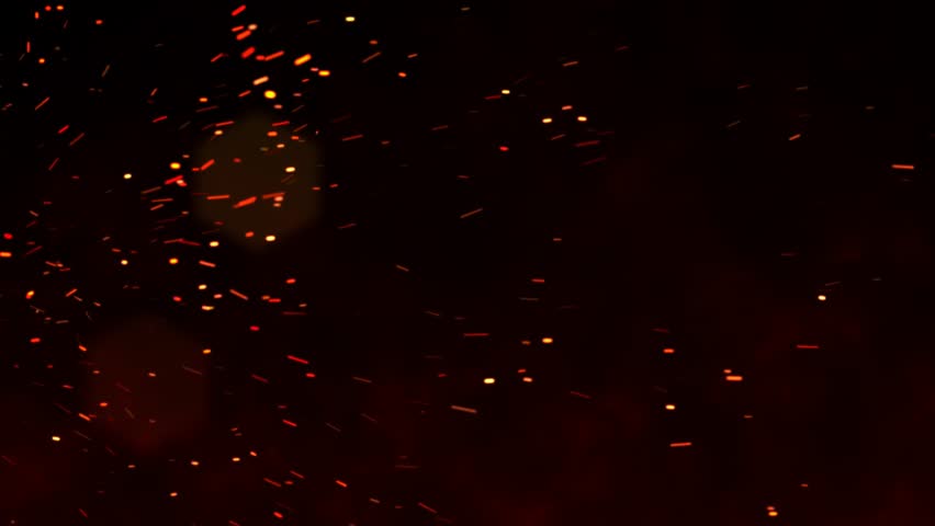 Flying Sparks in Dark Red Space, Dramatic Fire Particles Cinematic Loop