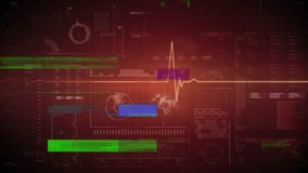 Animation of red digital screen with diverse data processing, heart rate and glitch. Data processing, digital interface and technology concept digitally generated video. - Powered by Shutterstock - Get 15% off with code: PIKWIZARD15