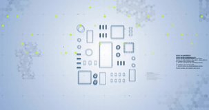 Falling binary code driving wireframe modules lifting, clustering then spinning grid for data flow. Futuristic, digital, technology, networking, data, cyber, abstract - Powered by Shutterstock - Get 15% off with code: PIKWIZARD15