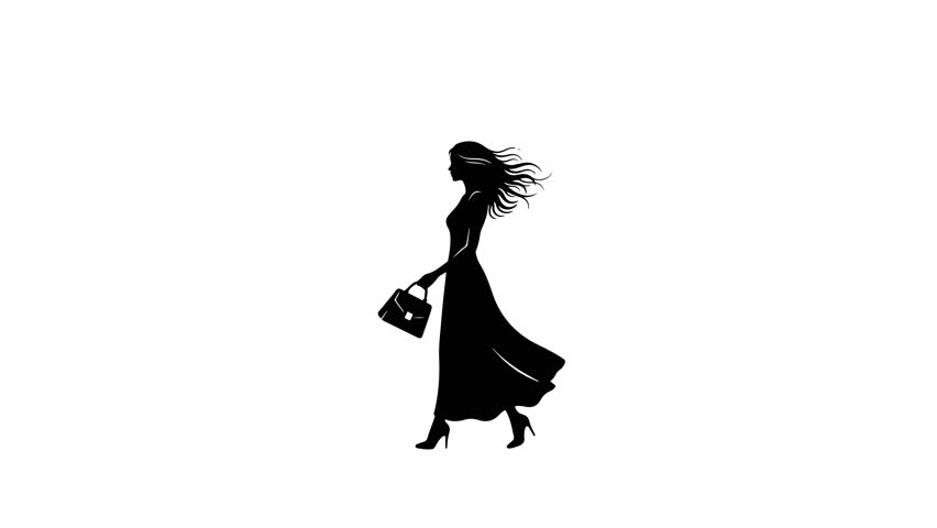 Elegant Woman Silhouette Icon Daily Activities Collection