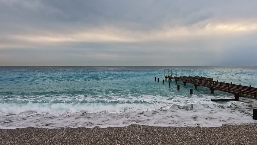 beautiful coastal landscape featuring an abandoned pier
